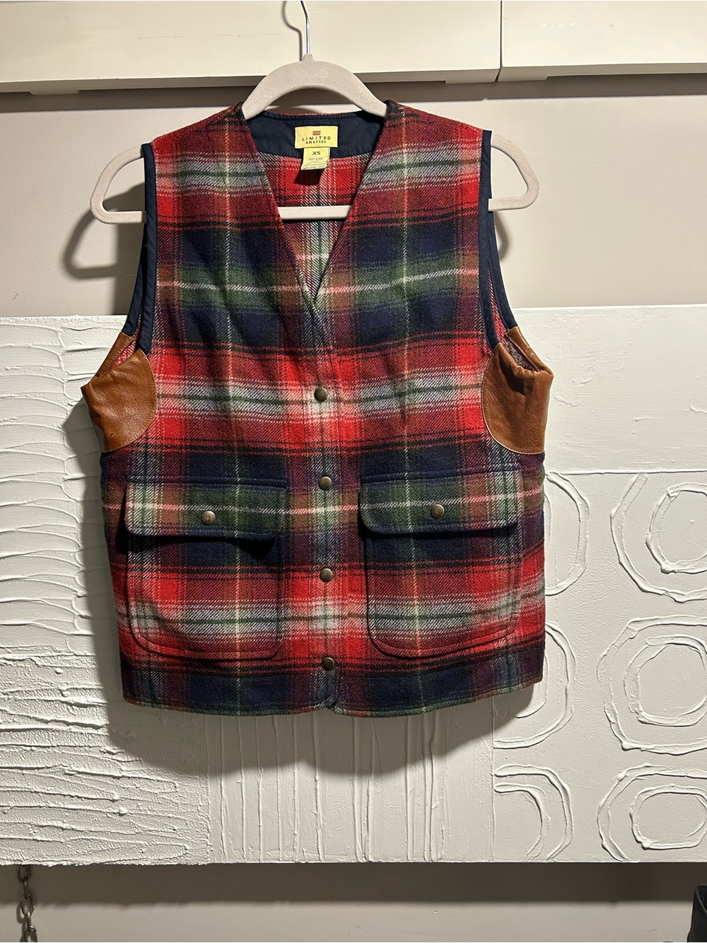 The Limited America Vintage Plaid Wool Shooting Vest Cabincore Gorpcore Gilet XS